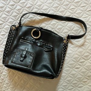 Black leather shoulder bag
